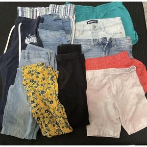Mixed Brands Girls 7-8 Bottoms Lot Multicolor Jogger Pants Jeans Shorts 11pc